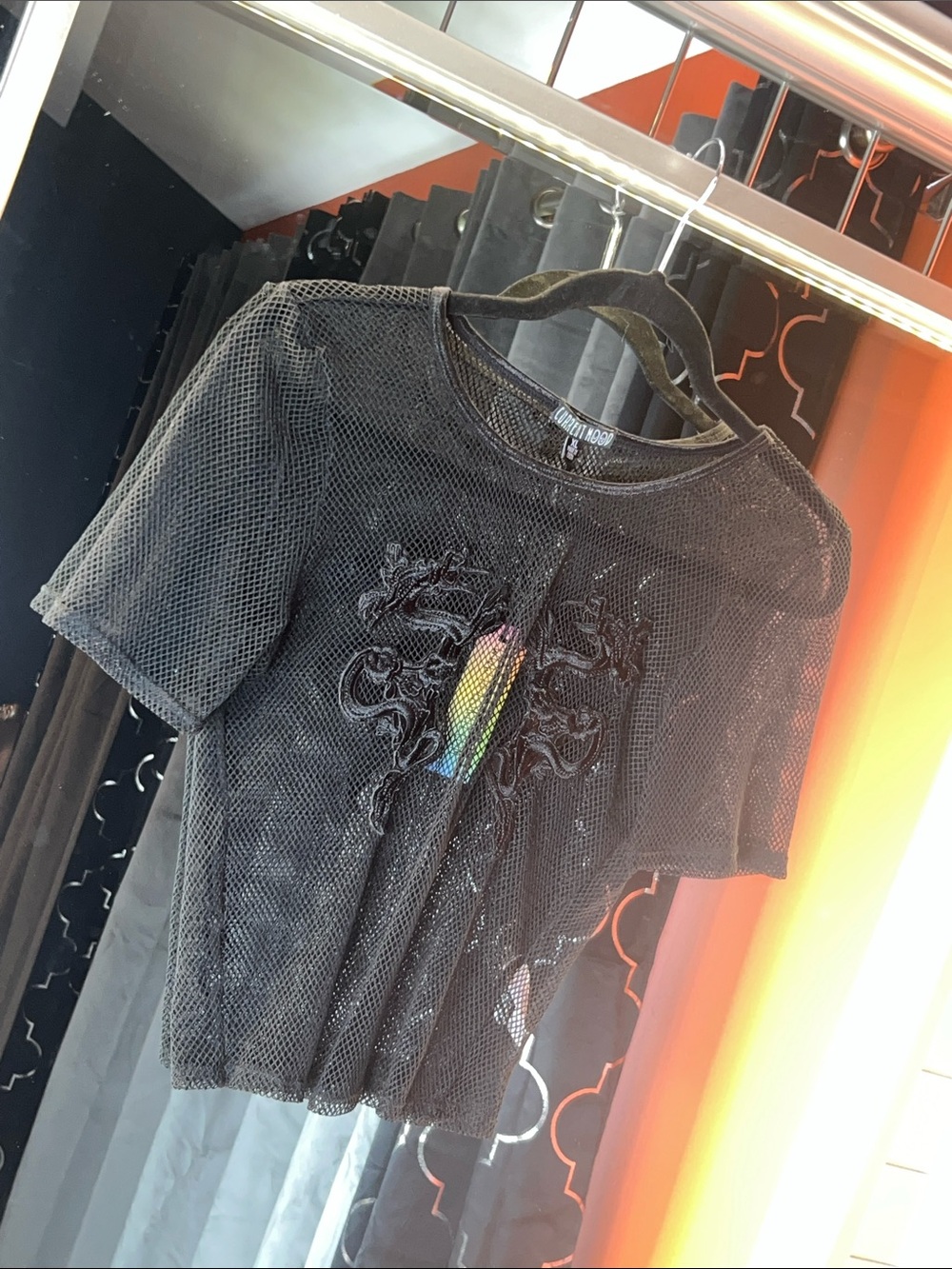 🐉 Current Mood Dark Mythos Dragon Mesh Crop Top XL 🐉